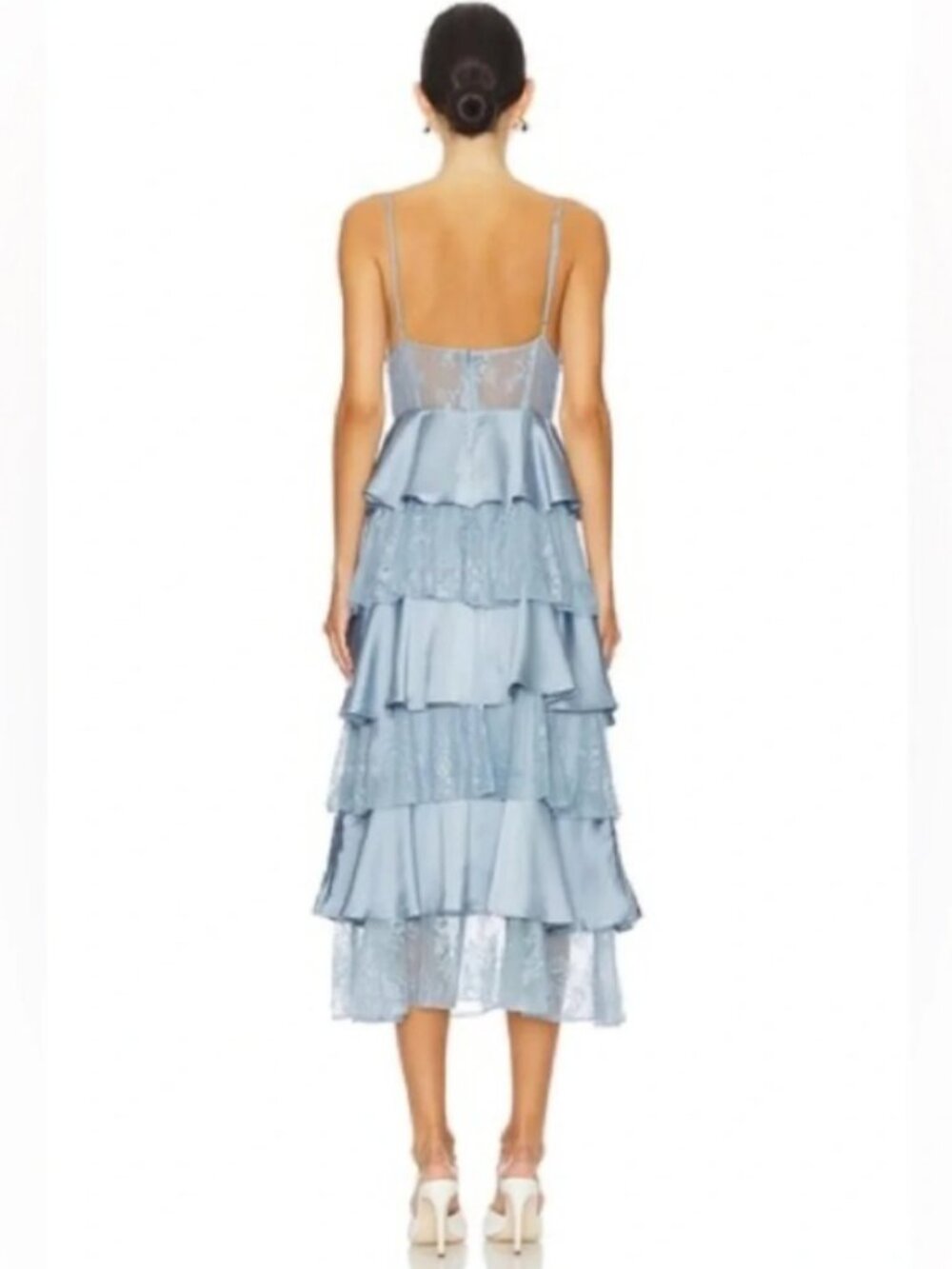 WeWoreWhat Tiered Lace Midi Dress in Storm - Picture 3 of 7